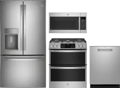 4 Piece Package Includes Refrigerator, Range, Microwave And Dishwasher